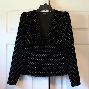 Express Black Velvet Glitter Top